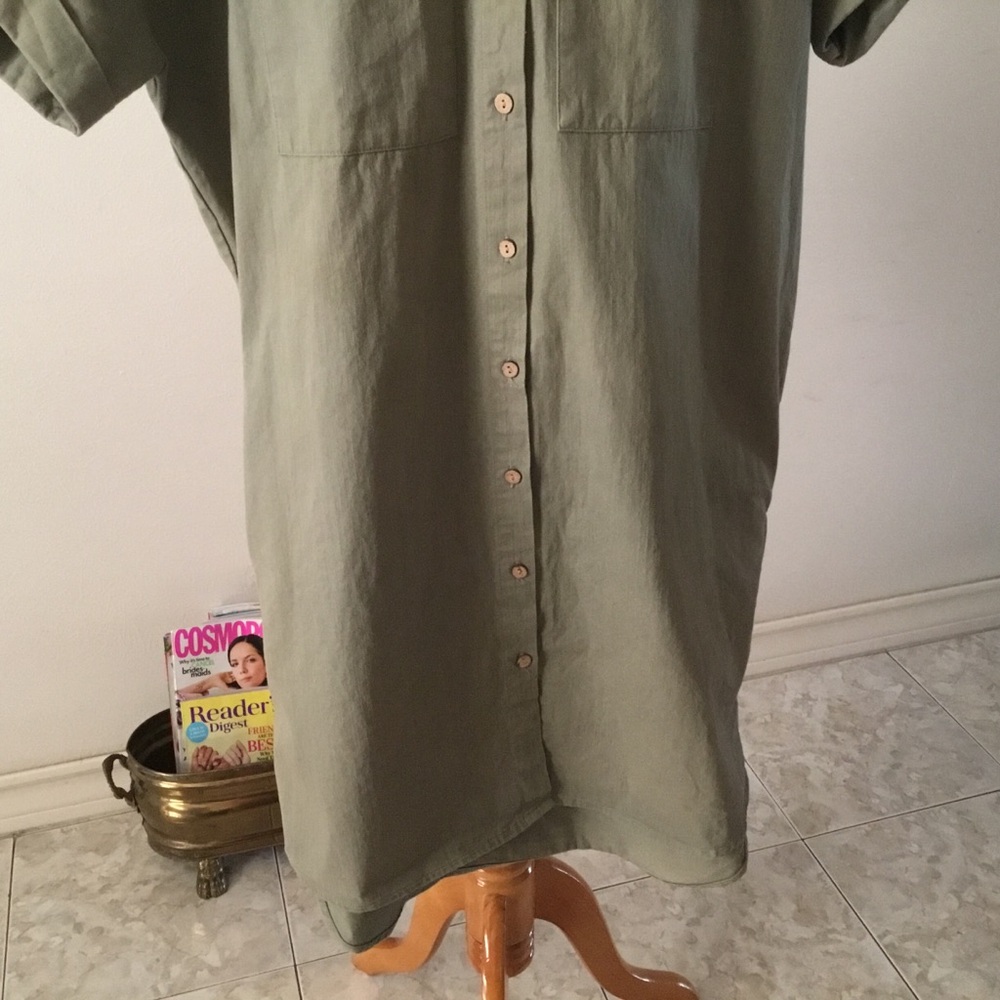 HP-OAT NEW YORK OVERSIZED MEDIUM OLIVE SLEEVE SHIRT DRESS/ SIZE M/ NEW CONDITION - Picture 7 of 10